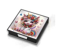 Lebartm Sticky Note Holder Diamond Art Painting Leather Post Note Dispenser Message Memo Paper Storage Box with 160 Sticky Notes Desktop Office Organizer Accessories-Horse