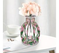 Lebartm Test Tube Vase Mandala Diamond Art Painting Frame with ABS Test Tubes Hydroponic Vase Centerpieces for Flowers Wedding Home Office Decoration-Flower03