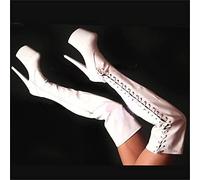 LEBE 23cm High Heels Sexy High Top Women's Boots Round Toe Stiletto Thigh High Boots Over The Knee Boots-White||40