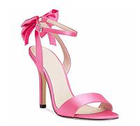 LEBE Women's High Heel Fereshte Unisex Men's Women's Pointed Toe Stiletto High Heel Crossdresser Drag Queen Satin Stiletto Bow Pumps Party Bridal Prom Court Shoes-Pink||EU39
