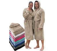 LEBENGOOD Men’s Hooded Bathrobe 100% Cotton - Soft Terry Robe 400 gsm with Pockets and Belt, Ideal After Shower, Bath or Pool (3XL, Sand)
