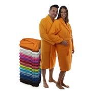 LEBENGOOD Unisex Bathrobe for Women and Men 100% Cotton American Terry 400 g with Belt, Pockets, Shower, Soft Robe, Towel, orange, XL