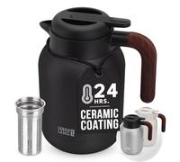 LEBENLANG 1.5L Thermal Coffee Carafe & Teapot with Infuser - Ceramic Coat | Up to 24hr Hot/Cold I Coffee Flask Flasks for hot and cold drinks incl. tea strainer I Metal Insulated tea pot & water jug