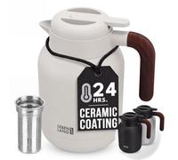 LEBENLANG 1.5L Thermal Coffee Carafe & Teapot with Infuser - Ceramic Coat | Up to 24hr Hot/Cold I Coffee Flask Flasks for hot and cold drinks incl. tea strainer I Metal Insulated tea pot & water jug