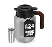LEBENLANG 1.5L Thermal Coffee Carafe & Teapot with Infuser - Ceramic Coat | Up to 24hr Hot/Cold I Coffee Flask Flasks for hot and cold drinks incl. tea strainer I Metal Insulated tea pot & water jug