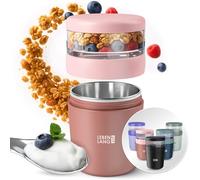 LEBENLANG Cereal Cup To Go with Spoon - 650ml Incl. Stainless Steel Inlet | Granola and Yoghurt Pots Overnight Oats Containers Breakfast Pots yogurt pot lunch pots for yoghurt travel bowl