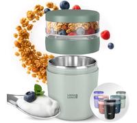 LEBENLANG Cereal Cup To Go with Spoon - 650ml Incl. Stainless Steel Inlet | Granola and Yoghurt Pots Overnight Oats Containers Breakfast Pots yogurt pot lunch pots for yoghurt travel bowl