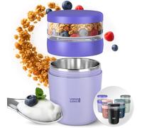 LEBENLANG Cereal Cup To Go with Spoon - 650ml Incl. Stainless Steel Inlet | Granola and Yoghurt Pots Overnight Oats Containers Breakfast Pots yogurt pot lunch pots for yoghurt travel bowl