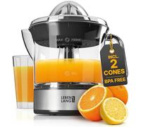 Lebenlang Lemon Squeezer Electric High Juice Yield Juicer, Orange Squeezer 2 Directions of Rotation Electric Fruit Press with 2 Cones Stainless Steel