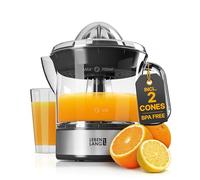 Lebenlang Lemon Squeezer Electric High Juice Yield Juicer, Orange Squeezer 2 Directions of Rotation Electric Fruit Press with 2 Cones Stainless Steel