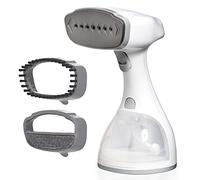 LEBENLANG Steamer steam straightener - Black & White (1500W, 300ml, Quick & Go automatic) LCD hand steam brush Steam straightener Ironing clothes & shirts (White)