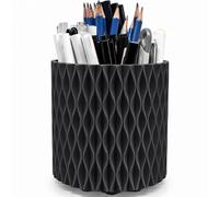 Lebenrich Aesthetic Black Pen Holder for Desk, Rotating Plastic Desk Pencil Holder Organizer for Home School Office