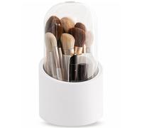 Lebenrich Makeup Brush Holder Organizer with Lid, Rotating Dustproof Make Up Brushes Container with Acrylic Cover, Spinning Cosmetics Holders Storage Cup for Vanity Desktop Bathroom Countertop