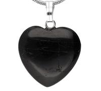 Lebensquelle Plus Black Tourmaline Heart Pendant | Genuine Schorl Crystal with Solid 925 Sterling Silver Bail | 1.5 cm - 2 cm Natural Gemstone Necklace Pendant | Includes Gemstone Info Card