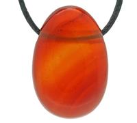 Lebensquelle Plus Carnelian Drop Pendant - Genuine Gemstone Necklace with Adjustable Cotton Cord | Hand-Selected Natural Crystal Jewellery