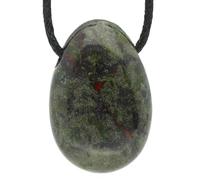 Lebensquelle Plus Dragon Blood Jasper Drop Pendant | Drilled Tumbled Stone Drop Pendant with Cotton Cord | High-Quality Gemstone Pendant, Stone, dragon blood jasper
