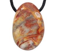 Lebensquelle Plus Drop Pendant with Cotton Band + Gemstone Card | Set Offer Genuine Gemstone Pendant | Drilled Tumbled Stone Drop Pendant, 3 cm, Stainless Steel, Various