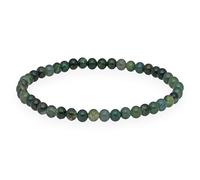 Lebensquelle Plus Gemstone Bead Bracelet | 4-5 mm Natural Stone | Delicate Stretch Bracelet | Lightweight, Elegant & Comfortable (Moss Agate)