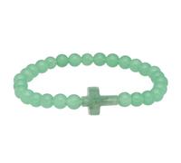 Lebensquelle Plus Gemstone Bracelet Cross 6 mm Beads Natural Stone Elastic | Cross made of the same stone, elastic approx. 18cm - Gift Boxed