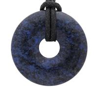 Lebensquelle Plus Gemstone Donut Pendant 30mm with Cotton Cord & Information Card | Natural Stone Necklace | Genuine Healing Crystal Jewellery (Dumortierite)
