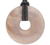 Lebensquelle Plus Gemstone Donut Pendant 30mm with Cotton Cord & Information Card | Natural Stone Necklace | Genuine Healing Crystal Jewellery (Moonstone)