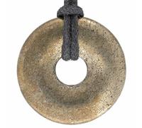 Lebensquelle Plus Gemstone Donut Pendant 30mm with Cotton Cord & Information Card | Natural Stone Necklace | Genuine Healing Crystal Jewellery (Pyrite)