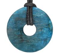 Lebensquelle Plus Gemstone Donut Pendant 30mm with Cotton Cord & Information Card | Natural Stone Necklace | Genuine Healing Crystal Jewellery (Apatite)