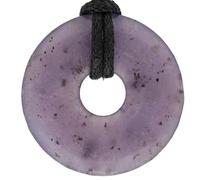 Lebensquelle Plus Gemstone Donut Pendant 30mm with Cotton Cord & Information Card | Natural Stone Necklace | Genuine Healing Crystal Jewellery (Lepidolite)