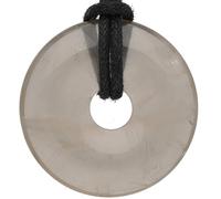 Lebensquelle Plus Gemstone Donut Pendant 30mm with Cotton Cord & Information Card | Natural Stone Necklace | Genuine Healing Crystal Jewellery (Smoky quartz)