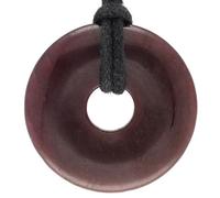 Lebensquelle Plus Gemstone Donut Pendant 30mm with Cotton Cord & Information Card | Natural Stone Necklace | Genuine Healing Crystal Jewellery (Garnet)