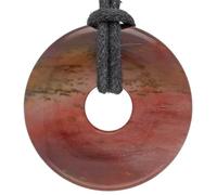 Lebensquelle Plus Gemstone Donut Pendant 30mm with Cotton Cord & Information Card | Natural Stone Necklace | Genuine Healing Crystal Jewellery (Mookaite)
