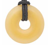 Lebensquelle Plus Gemstone Donut Pendant 30mm with Cotton Cord & Information Card | Natural Stone Necklace | Genuine Healing Crystal Jewellery (Orange Calcite)