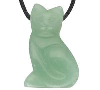 Lebensquelle Plus Green Aventurine Gemstone Cat Pendant drilled with Leather Strap