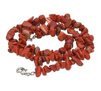 Lebensquelle Plus Handcrafted Gemstone Chip Necklace 45cm with Lobster Clasp | Natural Crystal Splitter Jewellery | Healing Stone Beads (Jasper, red)