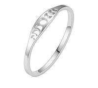 Lebensquelle Plus Moon Phase Ring 304 Stainless Steel - Narrow Finger Ring with Moon Cycle Engraving Silver Tone Unisex (Size 6, 7 or 8), US 7 (17,3 mm), Stainless Steel, Stainless Steel