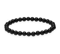 Lebensquelle Plus Premium Gemstone Bead Bracelet 6mm | Natural Stone Ball Bracelet Elastic | Crystal Jewellery Stretchy (Onyx)
