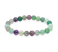 Lebensquelle Plus Premium Gemstone Bead Bracelet 8mm | Natural Stone Ball Bracelet Elastic | Crystal Jewellery Stretchy (Fluorite, colorful)