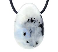 Lebensquelle Plus Rainbow Moonstone Drop Pendant, Drilled Tumbled Stone Pendant with Cotton Band, High-Quality Gemstone Pendant