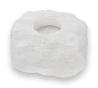 Lebensquelle Plus Rock Crystal Tea Light Holder, Natural Gemstone, White, 1 kg, Candle Holder