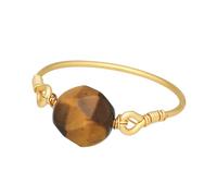 Lebensquelle Plus Tiger Eye Ring with Copper Wire Wrap Round Star Cut Natural Gemstone Handmade Women's Ring Inner Diameter 20mm - EU 57