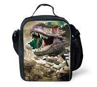 Leberna 3D Print Animal Insulated Lunch Bag with Bottle Holder Adjustable Strap for Kids T-Rex