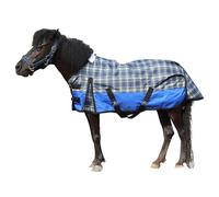 Leberna 600D Ripstop Waterproof Turnout Horse Rug for Shetland Pony Donkey & Miniature Horse (No Fill) (Blue Plaid, 3'9")