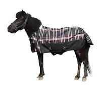 Leberna 600D Ripstop Waterproof Turnout Horse Rug for Shetland Pony Donkey & Miniature Horse (No Fill)(Red Plaid, 4'3")