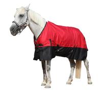 Leberna 600D Waterproof Horse Turnout Rug No Fill (Red/Black, 5'9") | Ripstop Lightweight Breathable Horse Rain Sheet for Spring and Mild Weather, with Anti-Rub Fleece Withers