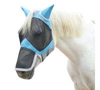 Leberna Fine Mesh Horse Fly Mask Large Eye Space Long Nose with Ears UV Protection for Horse (Lake Blue, Cob)