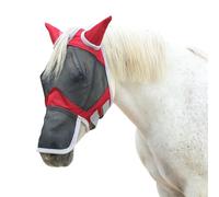 Leberna Fine Mesh Horse Fly Mask Large Eye Space Long Nose with Ears UV Protection for Horse (Red, Pony)