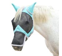 Leberna Fine Mesh Horse Fly Mask Large Eye Space Long Nose with Ears UV Protection for Horse (Turquoise, Cob)