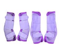 Leberna Horse Fly Boots Set of 4 - Breathable Comfy Mesh Horse Leggings Reduce Stomping, Hoof Stress, and Leg Fatigue (Purple, Full)