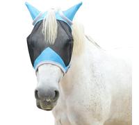 Leberna Horse Fly Mask with Ears(Lake Blue, Full) | UV Protection Mesh Fly Mask for Horses Large 3D Eye Space with Soft Fleece Trim Adjustable Straps