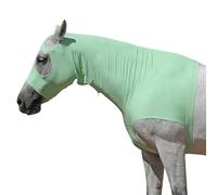Leberna Horse Stretch Hood Without Ears Snug Fitting Hood with Zip Closure Covers Face, Shoulders, Mane, Chest and Withers Perfect for Show/Event Preparation (Light Green , L)